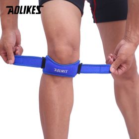 Aolikes 1pc Adjustable Knee Strap; Patellar Tendon Pressurized Protector; Support Slider Pad Guard For Badminton Running (Color: Blue)