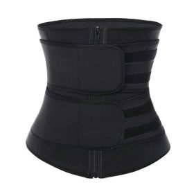 Workout Waist Trainers for Women Sweat Waist Trimmers Weight Loss Body Shaper (Color: Double belt Black, size: S)