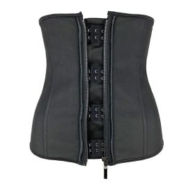 Women Latex Waist Trainer Body Shaper Corsets with Zipper Cincher Corset Top Slimming Belt Black Shapers Shapewear Plus Size (Color: Black, size: XXS)